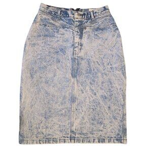 Vintage Jordache Acid Wash Denim High Waisted Skirt Size 6/8 Retro Jean Stone